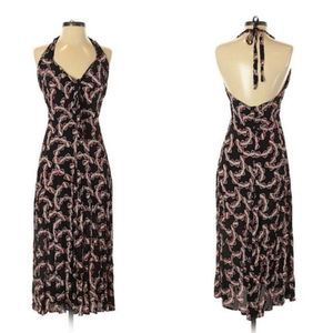ZOE Black Paisley Halter Midi Dress – Women’s Small